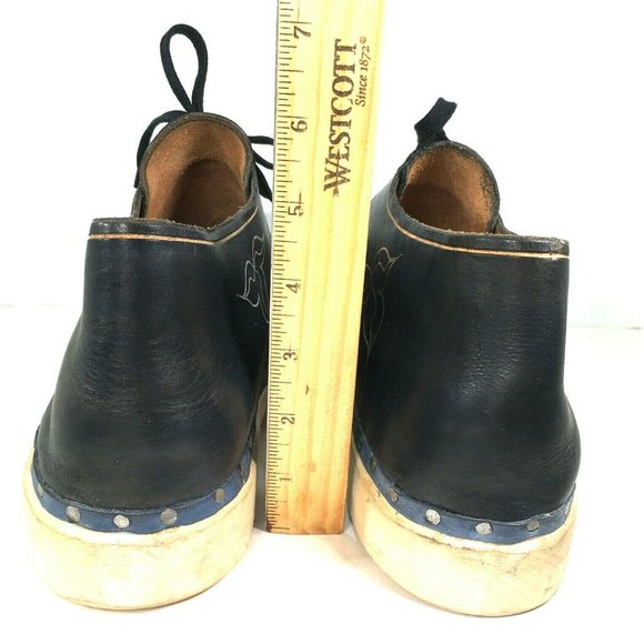 Men\'s Blue Tooled Leather Wooden Insole/Outsole HAND MADE Shoes. NOVELTY Shoes main image 6